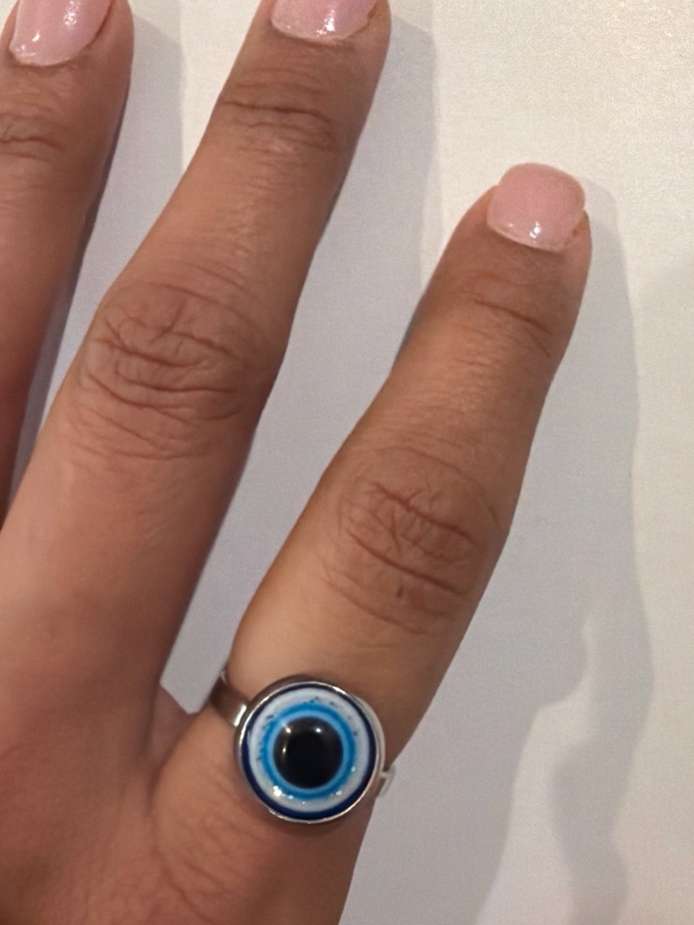 Evil Eye Glass Ring with Blue Concentric Design
